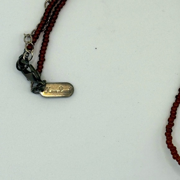 Vtg Signed Hilary London Murano Glass Topaz Heart Pendant and Beaded Necklace - Picture 5 of 6